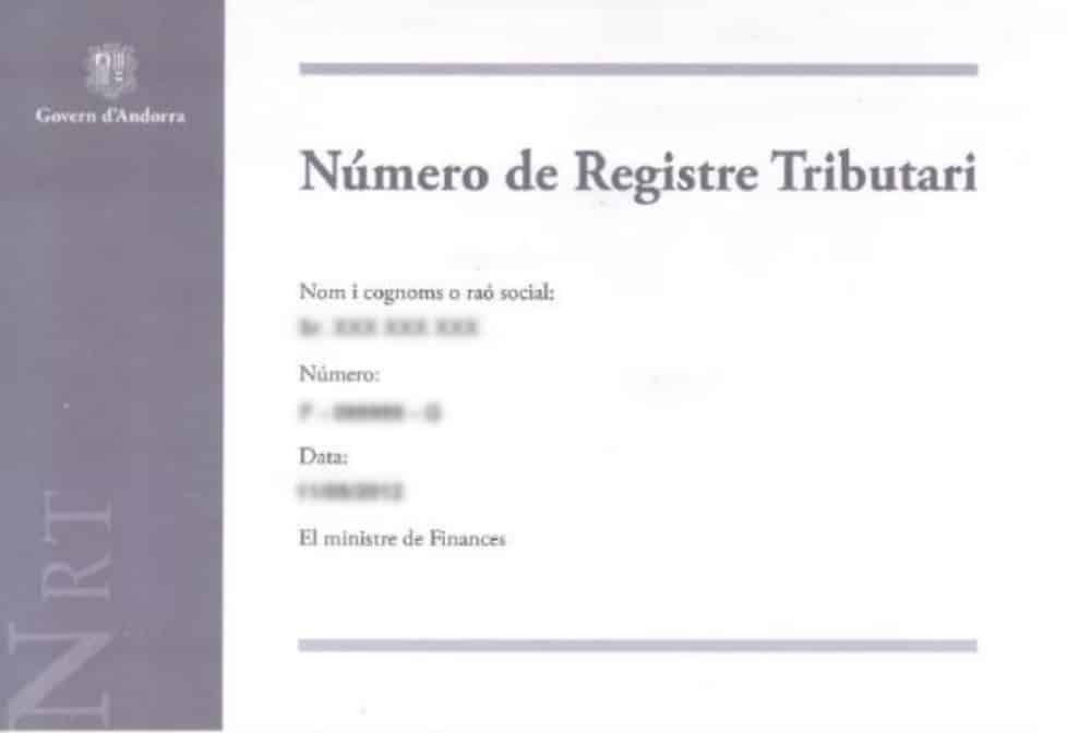 Tax Registration Number for Andorra